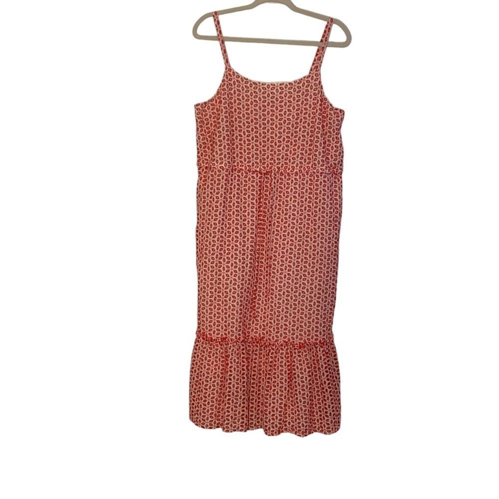 Cremieux cotton red and white floral eyelet sundress. Size L